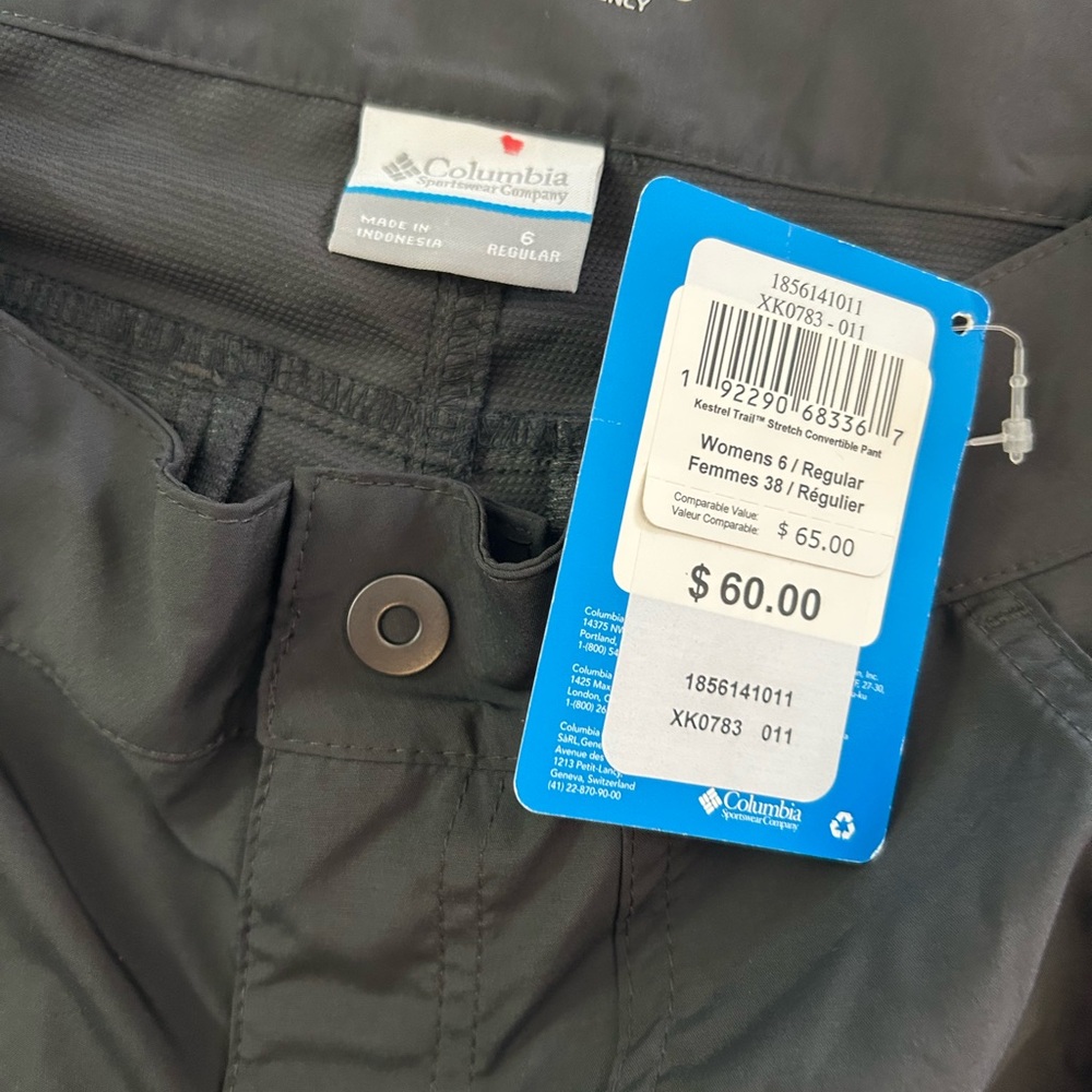 NWT Columbia Omni Shield Convertible Trail Pants 6 Grey Performance - Picture 4 of 9